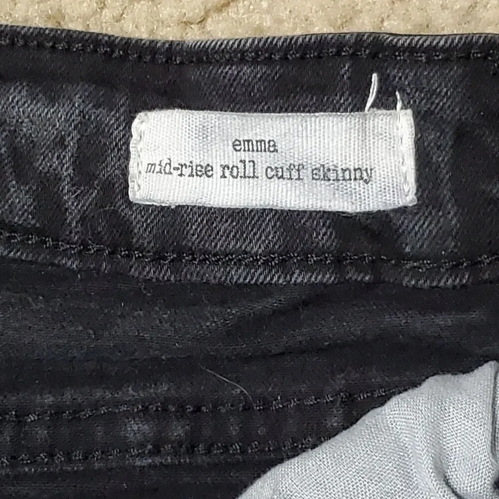 Jessica Simpson Girls Sz 10 Mid-Rise Emma Destructed Skinny Jeans Black Wash